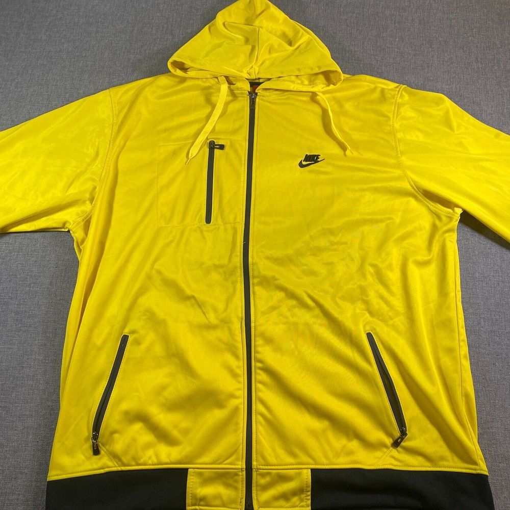 Nike Yellow Performance Full-Zip Hoodie Jacket with Black Accents